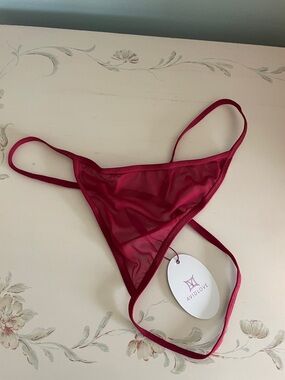 NWT AVIDLOVE Sheer Mesh thong Panty in dark red
